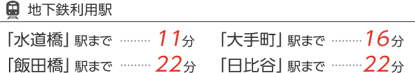 地下鉄利用駅への所要時間