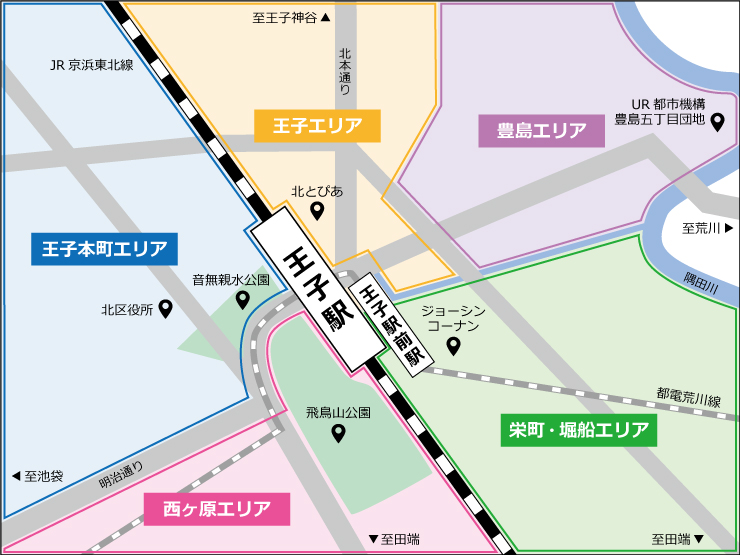 王子駅周辺エリアマップ画像