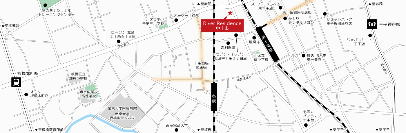River Residence中十条 周辺地図