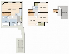 川口市桜町3丁目　貸家の間取り図