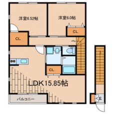 クロバーハイツB棟の間取り図