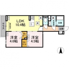 セレスティア南花畑Ⅲの間取り図
