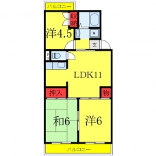 カーサ鹿手Ⅱの間取り図