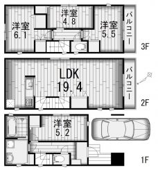 QLAZO川口元郷戸建　17号棟の間取り図