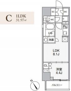 グランエール西日暮里NORTHの間取り図