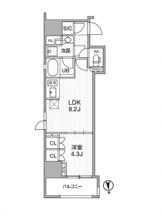 シーズンフラッツ新御徒町の間取り図