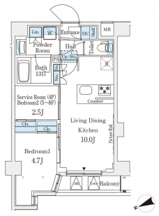 アジールコート山手動坂の間取り図