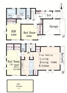 板橋区幸町戸建ての間取り図