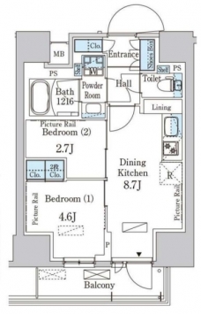 パークアクシス入谷の間取り図
