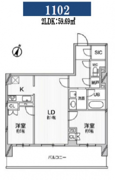 ドゥーエ大宮の間取り図