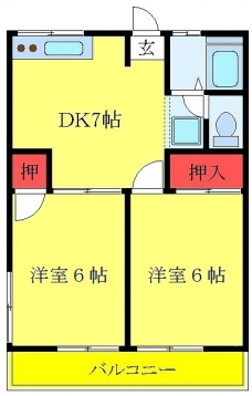 シティハイムニシダイAの間取り図