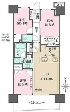 ガーデンクロス東京王子ガーデンコートの間取り図