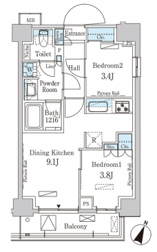 パークアクシス大塚サウスレジデンスの間取り図