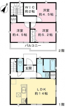 三室戸建の間取り図