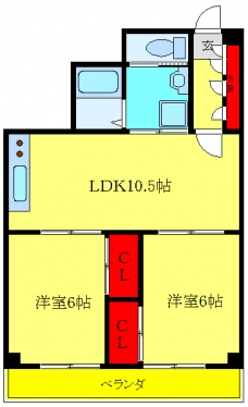 小豆沢2パレスの間取り図