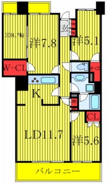 リビオタワー川口ミドリノの間取り図