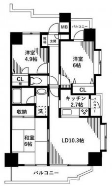 朝日クレスパリオ王子の間取り図