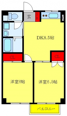 タケノヤハイツ朝日第二の間取り図
