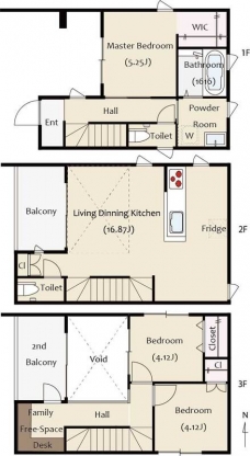 ヴォルシュガーデン西川口の間取り図