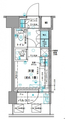 コムレジ赤羽　学生棟の間取り図