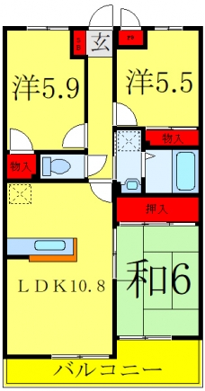 ソレイユモトニの間取り図