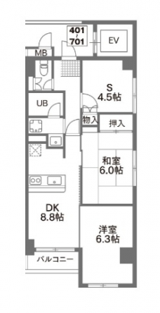 西川口レジデンスの間取り図