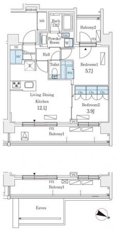 シーズンフラッツ町屋の間取り図