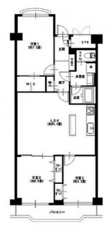 芝園ハイツ弐号棟の間取り図