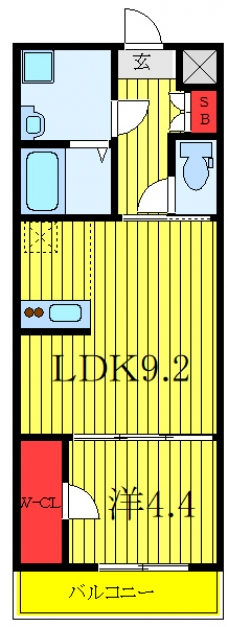 ＡＲＣＯＢＡＬＥＮＯ ＳＨＩＭＵＲＡＳＡＫＡＵＥの間取り図