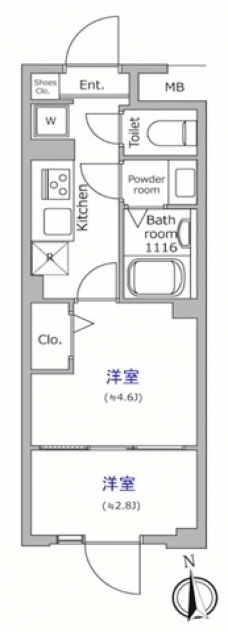 グローリオシェルト池袋本町の間取り図