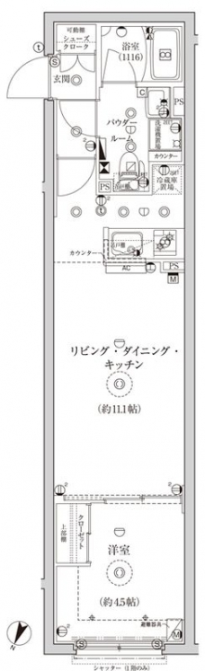 グローリオシェルト池袋Ⅱの間取り図